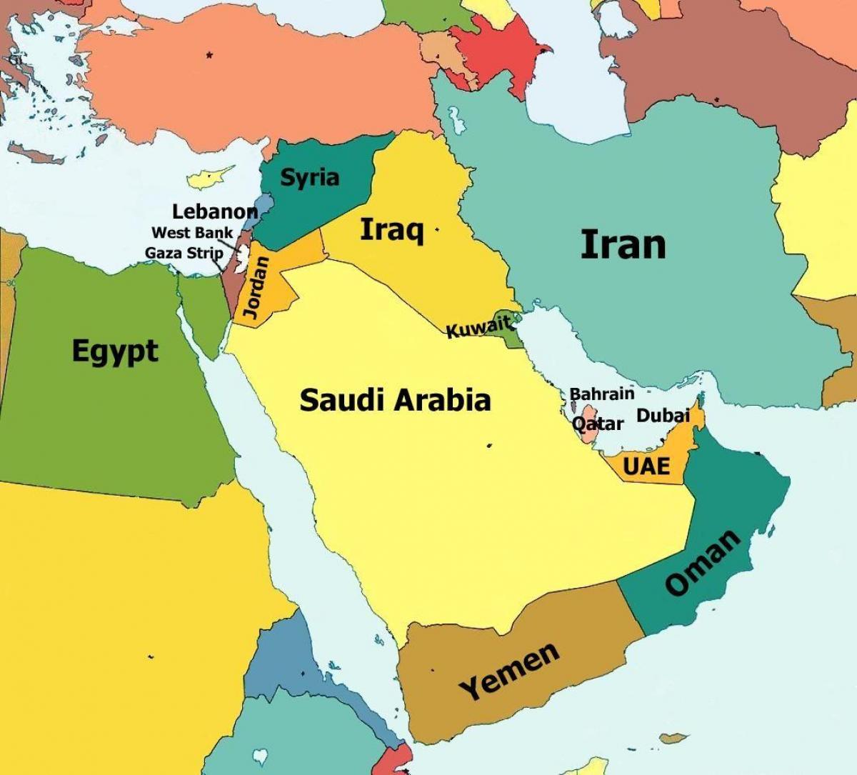 карта Бахрейну і навколишніх країн
